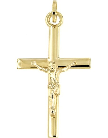 Lucchetta - 14k Gold Italian Christian Cross Pendant for Him and Her | Authentic Catholic Jesus Crucifix from Itay