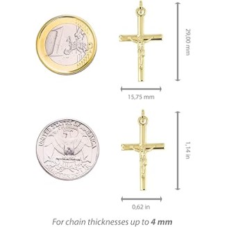 Lucchetta - 14k Gold Italian Christian Cross Pendant for Him and Her | Authentic Catholic Jesus Crucifix from Itay