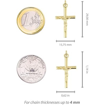 Lucchetta - 14k Gold Italian Christian Cross Pendant for Him and Her | Authentic Catholic Jesus Crucifix from Itay