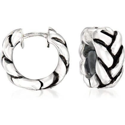 Zina Sterling Silver Braid Huggie Hoop Earrings