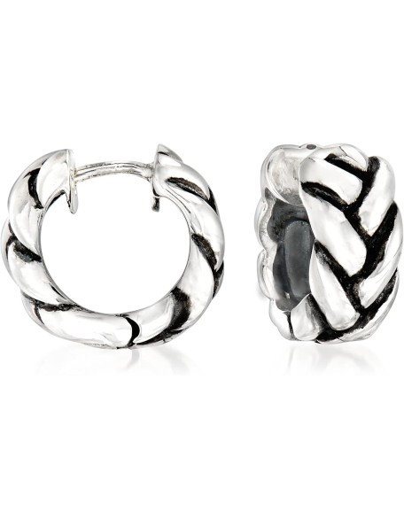 Zina Sterling Silver Braid Huggie Hoop Earrings