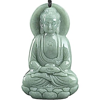 Natural Jadeite 3D Buddha Pendant Necklace Certified Grade A Untreated Burmese Jadeite Jade Hand Carved Shakyamuni Amulet for Men and Women