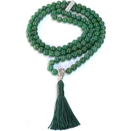 Embrace New Beginnings: Green Aventurine Mala Necklace (April Birthstone, Taurus & Virgo Gemstone, 8mm Beads)