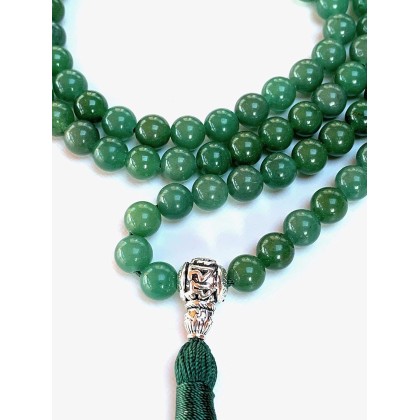 Embrace New Beginnings: Green Aventurine Mala Necklace (April Birthstone, Taurus & Virgo Gemstone, 8mm Beads)
