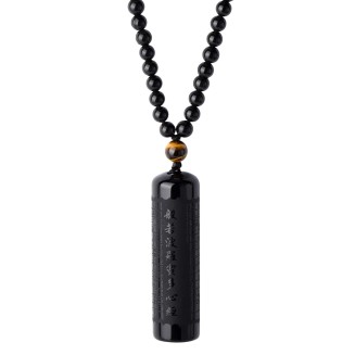 Black Obsidian Necklace Tiger Eye Gemstone Beads Crystal Stone Pendant Healing Chakra Mala Spiritual Necklace for Men Women