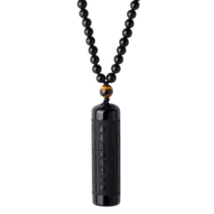 Black Obsidian Necklace Tiger Eye Gemstone Beads Crystal Stone Pendant Healing Chakra Mala Spiritual Necklace for Men Women