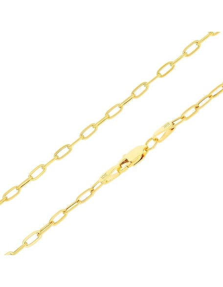 10K Real Yellow Gold Paperclip Chain Elongated Cable Link Necklace 16"-24" (2mm-7mm) Italian Jewelry for Men & Women