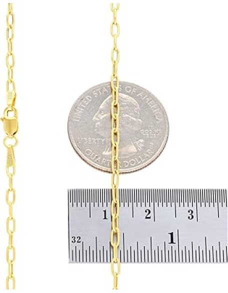 10K Real Yellow Gold Paperclip Chain Elongated Cable Link Necklace 16"-24" (2mm-7mm) Italian Jewelry for Men & Women