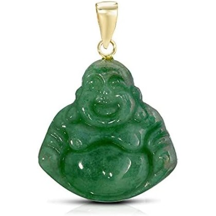 14K Yellow Gold Dainty Happy Buddha Pendant