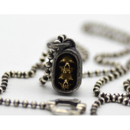 Chinese Vintage 925 Silver Skeleton Skull Buddha Beads Pendant Necklace Men Women Collectables Jewelry Accessories Gift