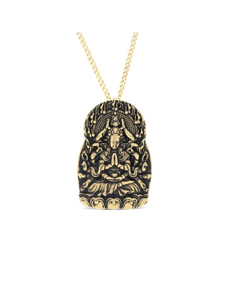 Buddha Necklace, Buddha Pendant, Tibetan Pendant Necklace, Silver Lotus Flower Necklace, Hindu Jewelry, Tibetan Buddhist Pendant