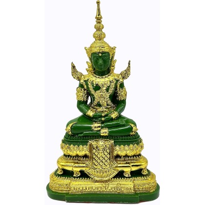 Emerald Buddha Statue Realistic Designed Knee to Knee 2" H. 6" H Jade Buddha Thai Buddha Statue for Home Decor Buddha Gift Buddha Sculpture Buddha Figurines (Summer)