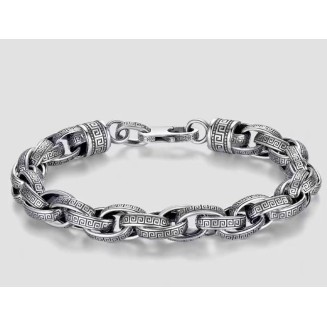 Jewelry Bracelet,Beaded Bracelets,Man Tibetan silverBracelet Adjustable Cuff Bangle Hand Carve Vintage Pattern Chinese Bracelets Birthday Gifts for Friend Couples (Color : B, Size : 22cm)