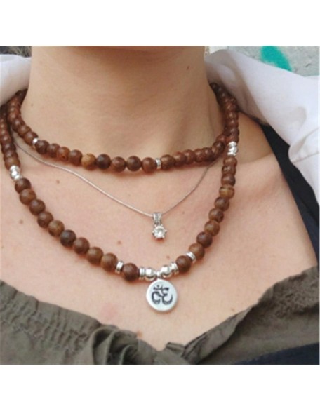 mala Beads,Rosary Beads, 1 Pc Multilayer Wood Beads Lotus Tibetan Buddha Charm Rosary Bracelet for Women Men Jewelry-OM (Color : Om) (Color : Buddha Short)
