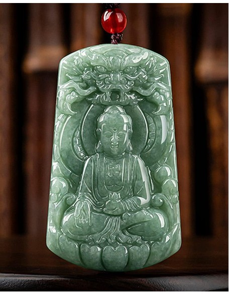 Natural Grade A Jade Jadeite Bean Green Buddha Goddess dragon protection main dragon jade pendant men's pendant women's style necklace