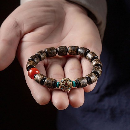 Indonesian Agarwood Bracelet 10Mm Buddha Bead Bracelet Tibetan Buddhism Prayer Beads Gift for Men&Women