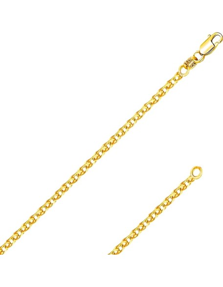 REAL Solid 14K or 10K Yellow Gold 1.50mm,1.7mm, 2.0mm Flat Open Wheat Spiga Chain Necklace with Lobster Claw Clasp | Multiple Lengths Available | Men Women | MADE IN ITALY