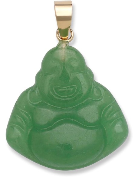 14k Yellow Gold Genuine Green or Lavendar Jade Small Carved Buddha Pendant - 16mm x 22mm - Jade Buddha Necklace for Women