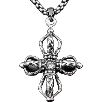 Tibet Tibetan Vajra Dorje Buddha Buddhism Men's Pendant Necklace + Box Chain