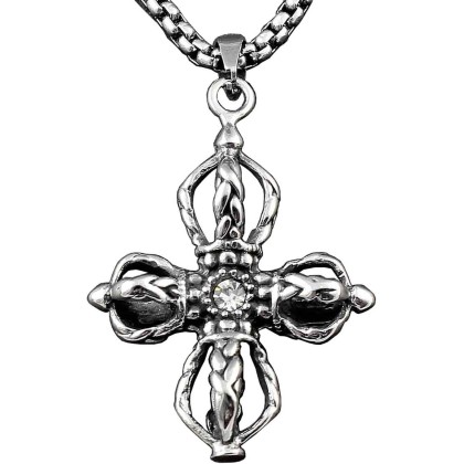 Tibet Tibetan Vajra Dorje Buddha Buddhism Men's Pendant Necklace + Box Chain