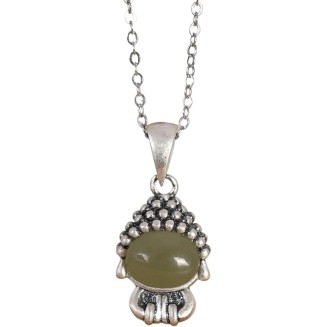 Gemstone Necklace,jade necklace,Feng Shui Necklace Sterling Silver Necklace for Women Buddha Pendant Necklace Natural Jade Necklace Talisman Gemstone Choker Gold Meditation Jewelry Gifts Attract Wealt