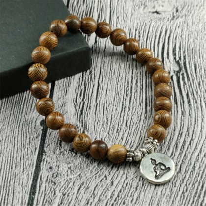 prayer beads buddhist prayer beads mala beads 1 Pc Wood Beads Bracelet Men Tibetan Mala Buddha Rosary Bracelet For Women Yoga Jewelry-brown