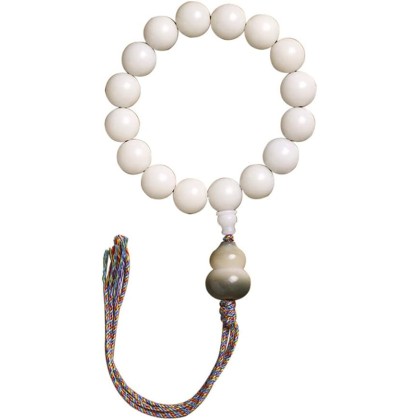 Mala Bead,Buddhist Rosary, Tibetan Buddhist Prayer Beads White Jade Bodhi Root Beaded Bracelet Handmade Tassel Hand-Held Buddha Bead for Meditation Prayer