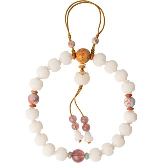 Mala Bead,Buddhist Rosary, Tibetan Buddhist Prayer Beads White Jade Bodhi Lotus Hand String Bodhi Buddha Beads Rosary Beads for Men And Women with A Single Ring Bracelet (Color : Jade)