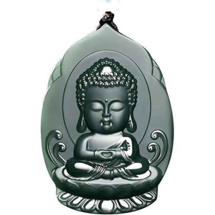 Natural Hetian Cyan Jade Baby Buddha Pendant Necklace (With Lanyard) for Women Yoga Genuine Jade