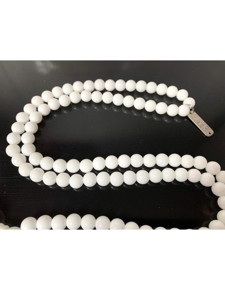 White Jade Mala Necklace (8mm Beads) - Peace, Harmony, and Healing for All Zodiac Signs