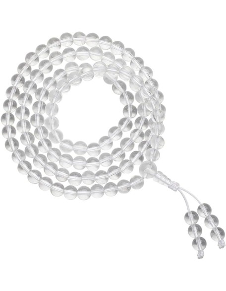 Mens bracelet Natural Brazilian White Crystal Necklace 108 Buddha Rosary for Unisex Mala Prayer Medition