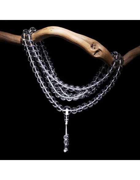 Mens bracelet Natural Brazilian White Crystal Necklace 108 Buddha Rosary for Unisex Mala Prayer Medition