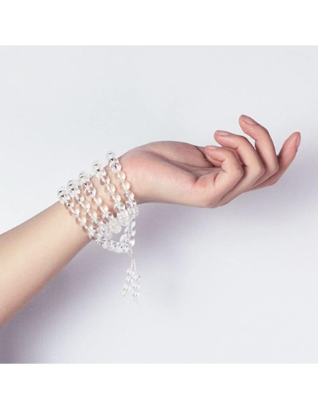 Mens bracelet Natural Brazilian White Crystal Necklace 108 Buddha Rosary for Unisex Mala Prayer Medition