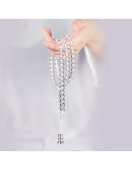 Mens bracelet Natural Brazilian White Crystal Necklace 108 Buddha Rosary for Unisex Mala Prayer Medition