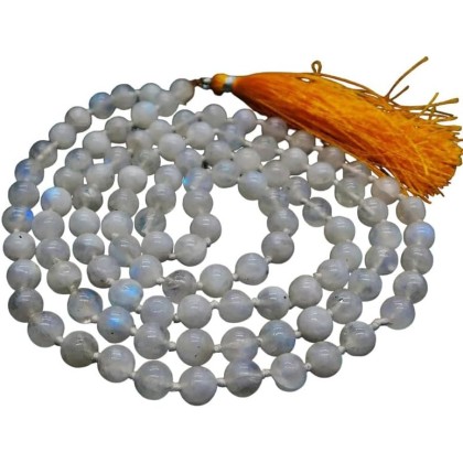  White Rainbow 108 Mala Necklace|108 Prayer Beaded Mala Necklace| Hand knotted Mala | Japa Mala| 6mm Round Beads| Meditation Tassel