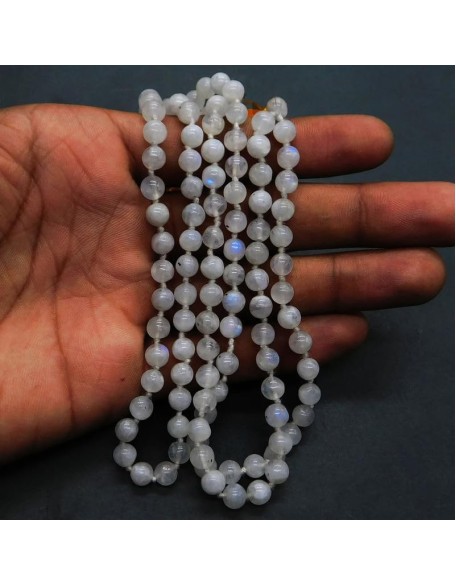  White Rainbow 108 Mala Necklace|108 Prayer Beaded Mala Necklace| Hand knotted Mala | Japa Mala| 6mm Round Beads| Meditation Tassel