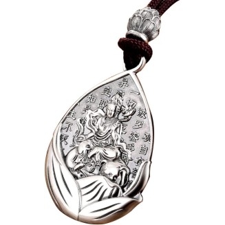 Amulet Buddha Necklace 999 Sterling Silver Buddhist Lucky Pendant Suitable For Holidays Home Gifts Prevent Allergy
