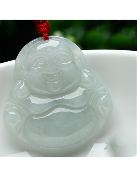 Jade Necklaces for Women Men, Natural Jade Buddha Pendant Laughing Buddha Burmese Jade Pendant