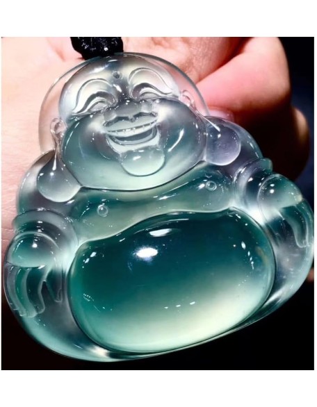 Jade Necklaces for Women Men, Jade Buddha Laughing Buddha Ice Buddha Jade Pendant Jewelry