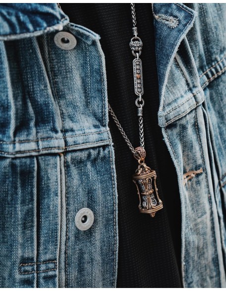 Rotatable Buddha Pendant Necklace Amulet Jewelry for Women Men,Brass & Silver & Copper