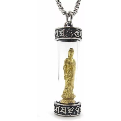 1 Pc of Mens 18k Gold Plated Thai Tibetan Buddha Pendant Necklace Stainless Steel