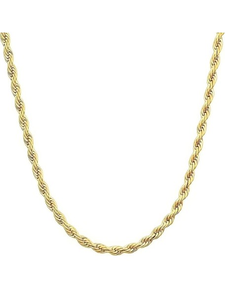 Real 14K Yellow Gold Solid Rope Chain Necklace for Women and Men Jewelry with Lobster Clasp, 1.55-3.05mm, 16-30inch