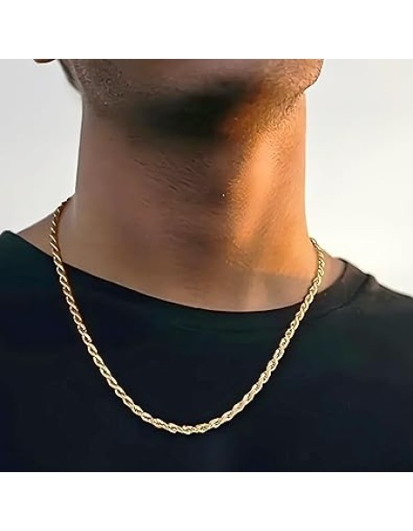 Real 14K Yellow Gold Solid Rope Chain Necklace for Women and Men Jewelry with Lobster Clasp, 1.55-3.05mm, 16-30inch