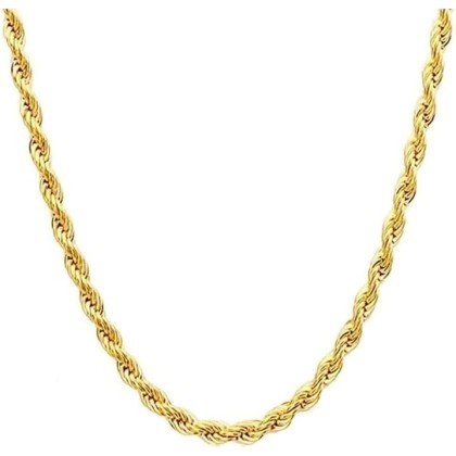 14K Yellow Gold Twisted Rope Necklace, 3.2mm & 4.2mm Width, Great Gift for Men and Women (Available in Lengths from 16 to 36 Inches) (4.2mm, 22，inch)