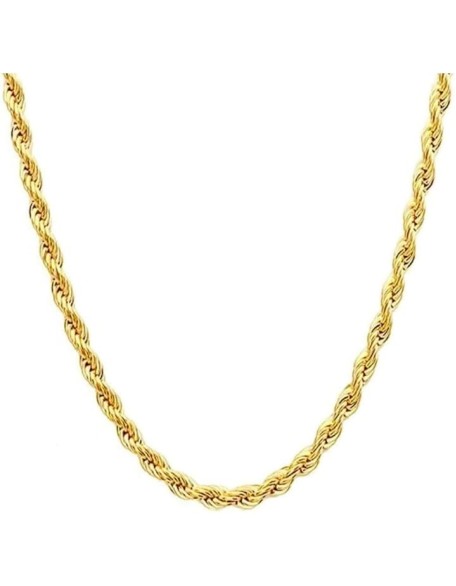 14K Yellow Gold Twisted Rope Necklace, 3.2mm & 4.2mm Width, Great Gift for Men and Women (Available in Lengths from 16 to 36 Inches) (4.2mm, 22，inch)