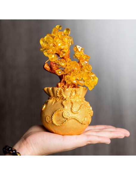 Citrine Money Tree for Prosperity - Feng Shui Gemstone Ornament