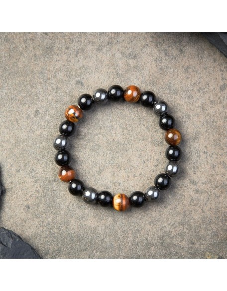Triple Protection Bracelet - Tiger’s Eye, Obsidian, Hematite
