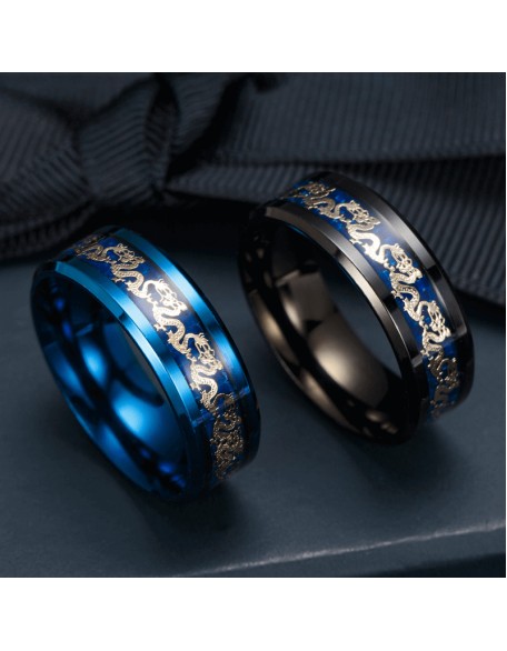 Chinese Dragon Inlay Ring - Attract Luck