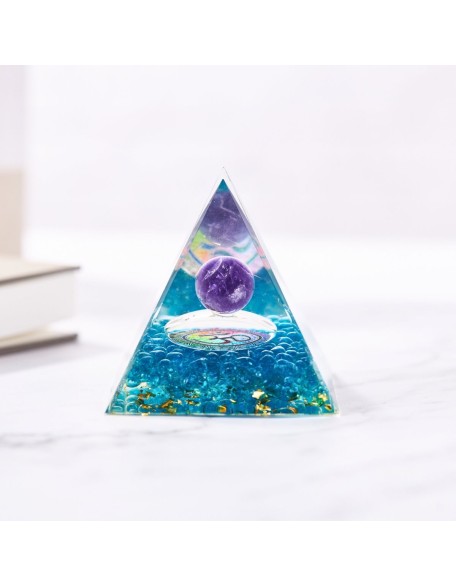 Amethyst Orgonite Pyramid - Orgone Energy Generator