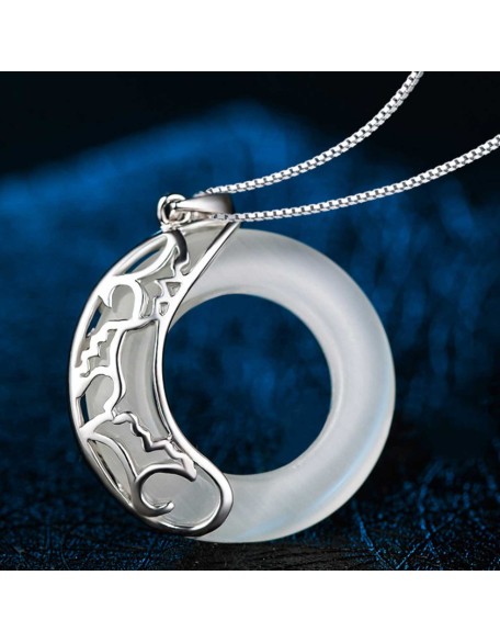 Dragon & Phoenix Couple Necklace - Obsidian & Opal Pendants for Protection